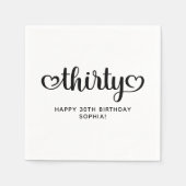 Serviette En Papier Trente Coeurs mignons Script 30e anniversaire (Devant)