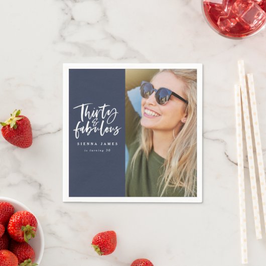 Serviette En Papier Trente et fabuleux napperons photo fête d'annivers (En situation)