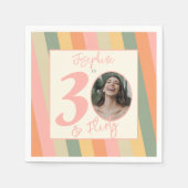 Serviette En Papier Trente et Flirty Boho rose photo Anniversaire (Devant)