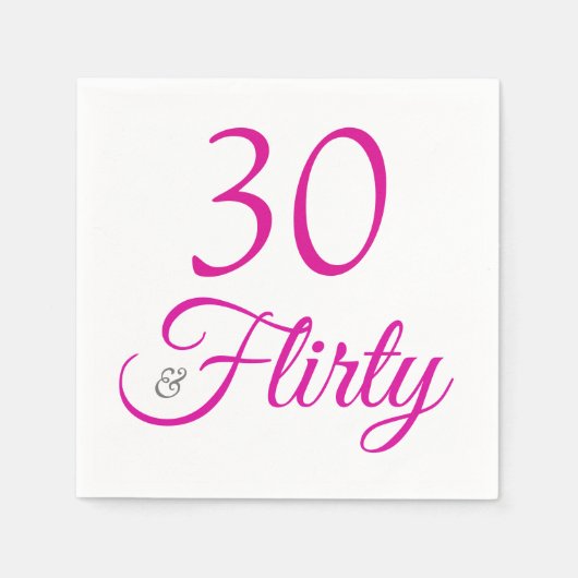 Serviette En Papier Trente et flirty rose et gris serviettes d'anniver (Devant)