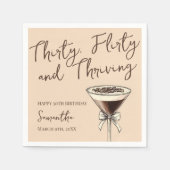 Serviette En Papier Trente Flirty and Thriving Cocktail 30e anniversai (Devant)