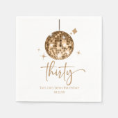 Serviette En Papier Trente Gold Disco Ball 30e fête d'anniversaire (Devant)
