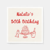 Serviette En Papier Trente Retro Cake Drake Champagne Anniversaire (Devant)