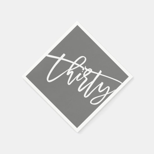 Serviette En Papier TRENTE script moderne blanc éditable couleur 30e (Coin)