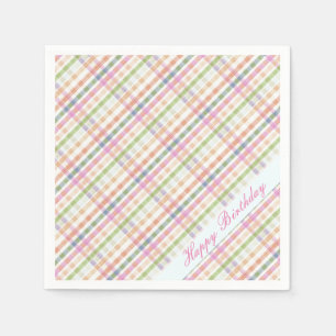Serviette En Papier Très Joli Plaid Rose