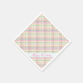 Serviette En Papier Très Joli Plaid Rose (Coin)