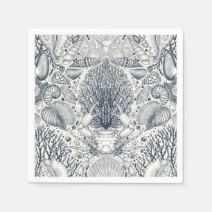 Serviette En Papier Trésors de plage, coquillages, crabes, coraux et s