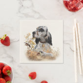 Serviette En Papier Tri Couleur Anglais Setter Art, chasse en bois (En situation)