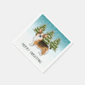 Serviette En Papier Tri Pembroke Corgi à tête rouge Noël d'hiver (Coin)