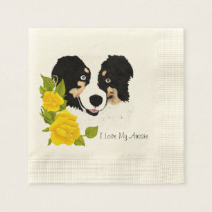Serviette En Papier Tri roses australiens et jaunes noirs