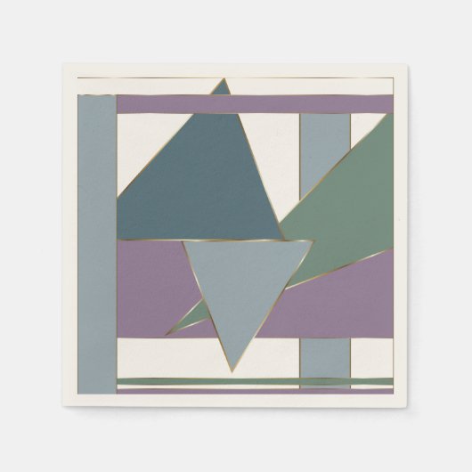 Serviette En Papier Triangle géométrique Motif bleu violet vert (Devant)
