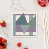 Serviette En Papier Triangle géométrique Motif bleu violet vert (En situation)