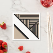 Serviette En Papier Triangle - Taupe, noir et blanc (En situation)