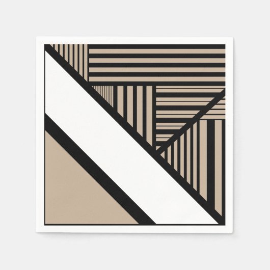Serviette En Papier Triangle - Taupe, noir et blanc (Devant)