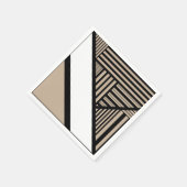 Serviette En Papier Triangle - Taupe, noir et blanc (Coin)