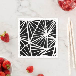 Serviette En Papier Triangles Abstraits noir et blanc Coupe Lino