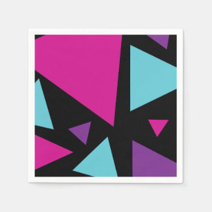 Serviette En Papier Triangles en rose, violet, bleu et noir