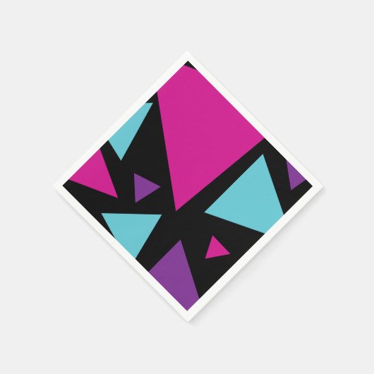 Serviette En Papier Triangles en rose, violet, bleu et noir (Coin)