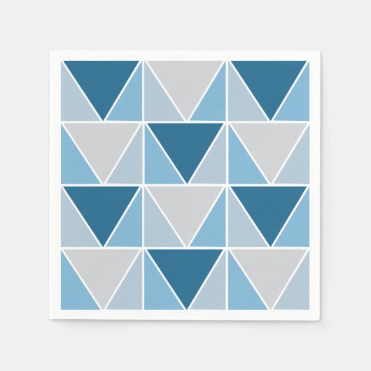 Serviette En Papier Triangles géométriques gris bleu moderne (Devant)