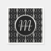 Serviette En Papier Triangles géométriques monogrammes noirs et blancs (Devant)