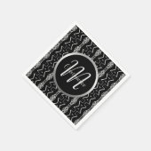 Serviette En Papier Triangles géométriques monogrammes noirs et blancs (Coin)
