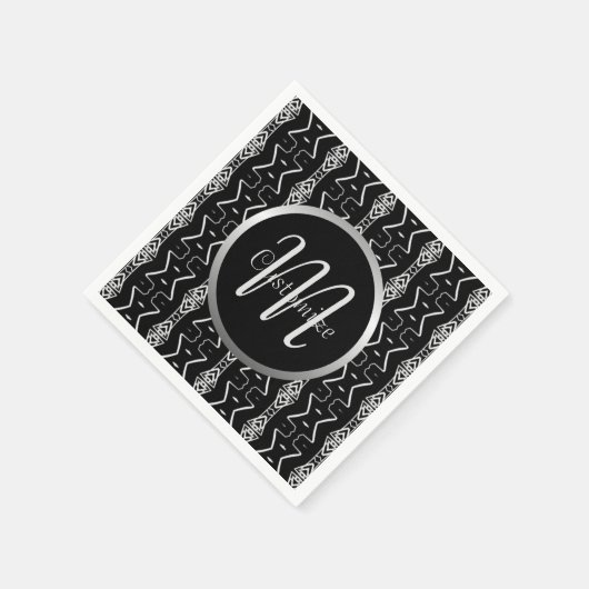 Serviette En Papier Triangles géométriques noir et blanc 2 (Coin)