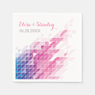 Serviette En Papier Triangles géométriques roses mariage moderne