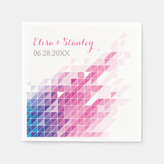 Serviette En Papier Triangles géométriques roses mariage moderne (Devant)