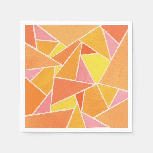 Serviette En Papier Triangles orange (Devant)