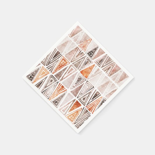 Serviette En Papier Triangles Tribaux Terracotta Pastel Aquarelle (Coin)