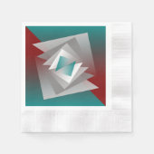 Serviette En Papier Triangles turquoises gris bordeaux (Devant)