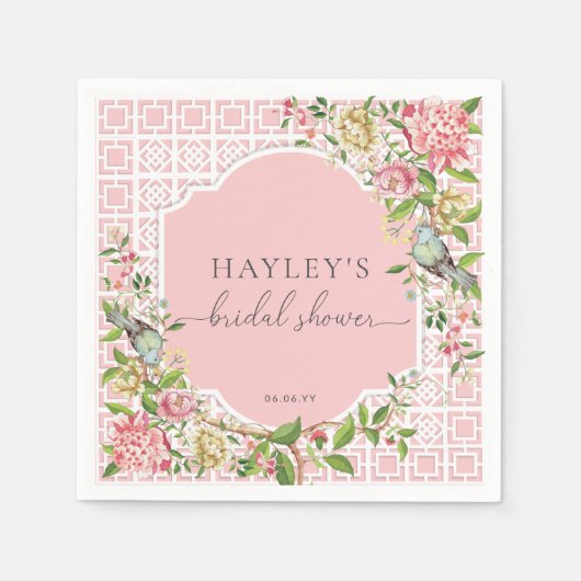 Serviette En Papier Trianon Rose Mariage Chinois (Devant)