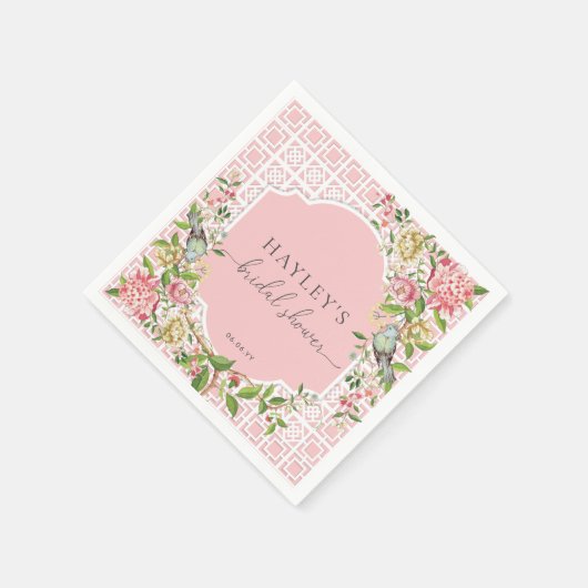 Serviette En Papier Trianon Rose Mariage Chinois (Coin)
