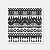 Serviette En Papier Tribal Aztèque noir et blanc (Devant)
