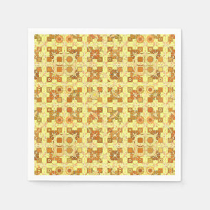 Serviette En Papier Tribal Batik - jaune doré, brun et bronzé