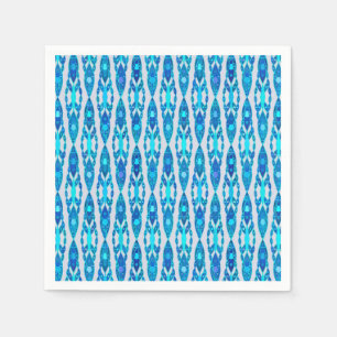 Serviette En Papier Tribal Batik - Sapphire Blue et Silver Grey