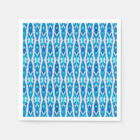Serviette En Papier Tribal Batik - Sapphire Blue et Silver Grey (Devant)