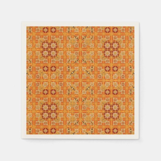 Serviette En Papier Tribal Batik - tons ambre et marron (Devant)