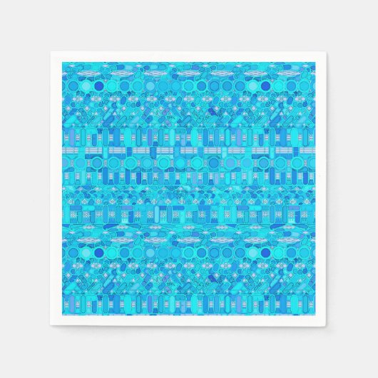 Serviette En Papier Tribal Batik - tons bleus (Devant)