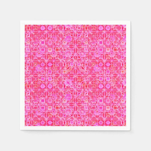 Serviette En Papier Tribal Batik - tons rose fuchsia (Devant)