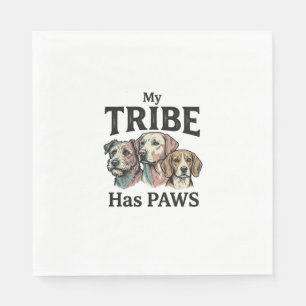 Serviette En Papier Tribu de chiens a des pattes dessin de gravure vin