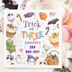Serviette En Papier Trick or Three! Joli Anniversaire Halloween Violet