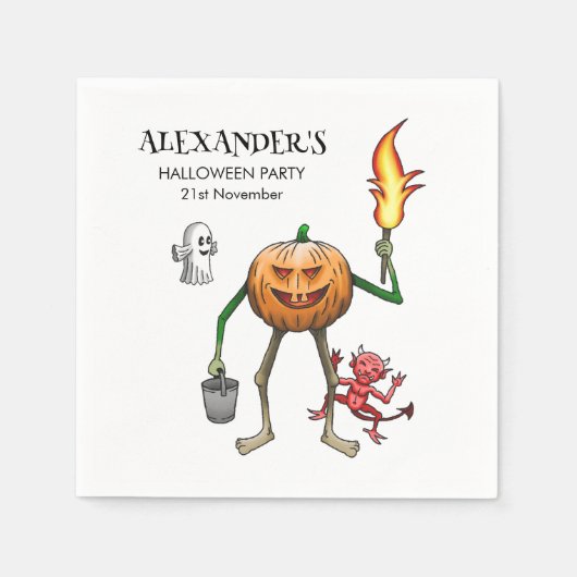 Serviette En Papier Trick or Treat avec Jack O'lantern (Devant)