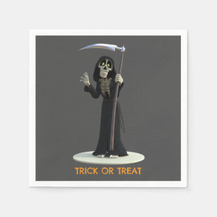 Serviette En Papier Trick or Treat. Grim Reaper de dessin animé