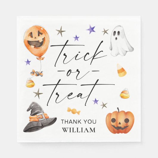 Serviette En Papier Trick ou traitement Halloween Anniversaire (Devant)