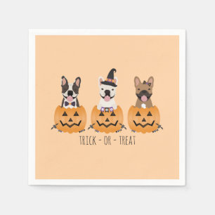 Serviette En Papier Trick Ou Treat French Buldogs Citrouille