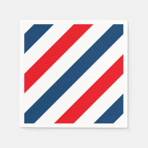 Serviette En Papier Tricolor Diagonal Stripes (bleu, blanc et rouge)