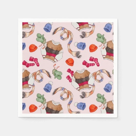 Serviette En Papier Tricot Joy (Rose Platine) - Serviettes (Devant)