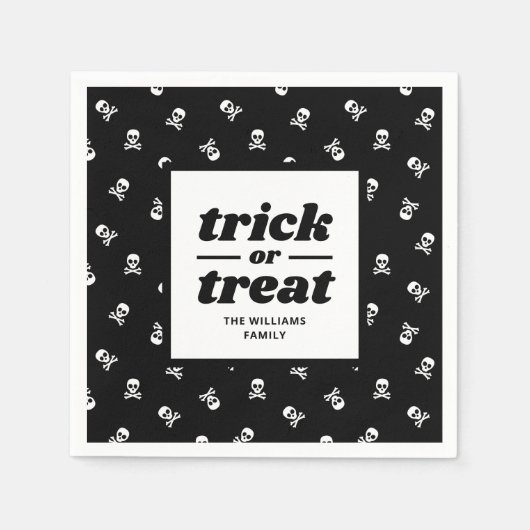 Serviette En Papier Tricoter ou traiter monogramme crâne et os croisés (Devant)