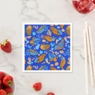 Serviette En Papier Trilobites sur arrière - plan bleu foncé (motif en